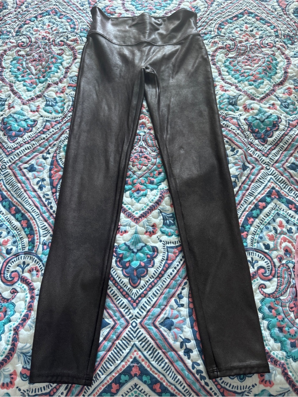 SPANX Black Faux-Leather Skinny Legging-Medium-LIKE NEW